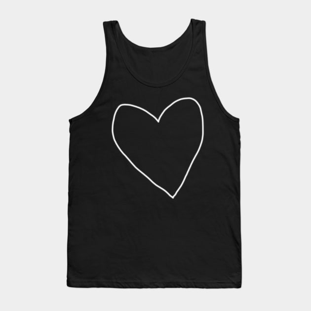 Minimal White Heart Line Drawing Tank Top by ellenhenryart